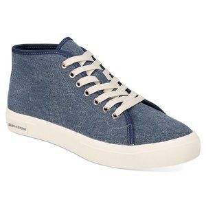 Sun + Stone Men Mid Top Casual Sneakers Nolan Size US 9.5M Chambray Blue Fabric